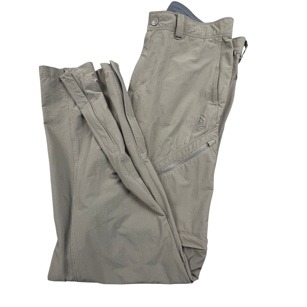 North Face‎ Convertible Pants Men 32 Olive Green Zip Off Hiking Outdoor READ